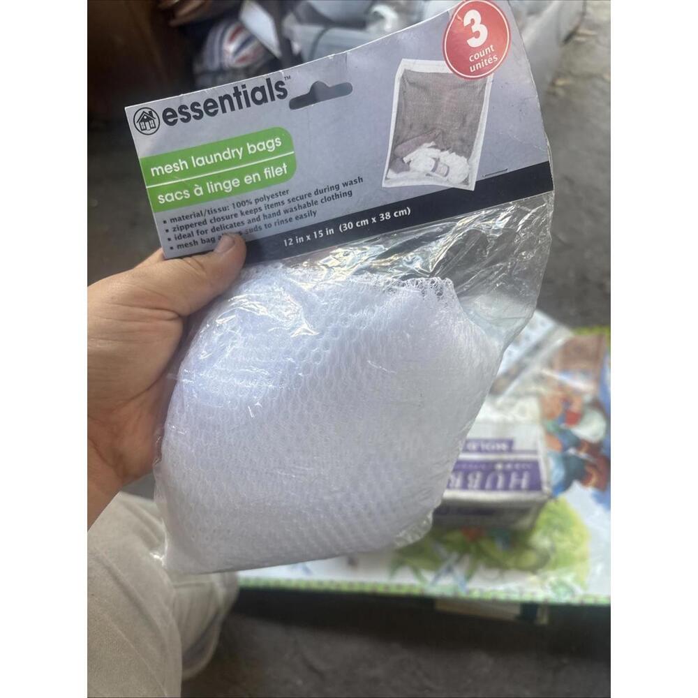 Essentials Mesh Laundry Bags 3ct. White 12"x15" Polyester Small Socks Delicates